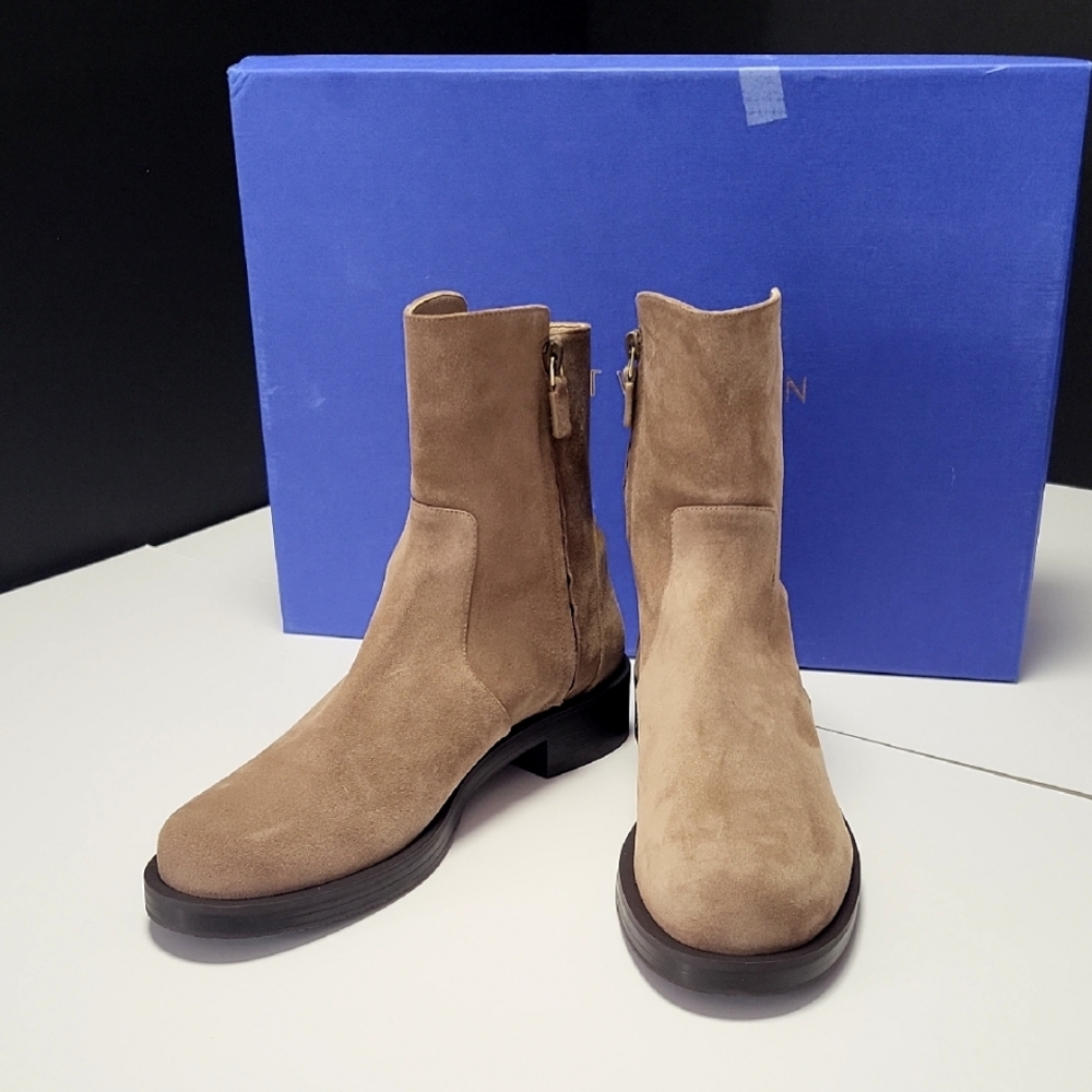 NIB$595 Stuart Weitzman 5050 Bold Zip Bootie Khaki Ankle Boots 11 - Picture 8 of 16